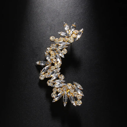 Fashion Lady Crystal Ear Cuff Earrings Piercing Jewelry Aesthetic Club Elegant Bridal Boho Rhinestone Ear Accessories Engagement