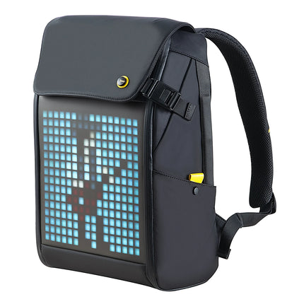 DIVOOM Pixoo M Backpack Men 15 Inch Waterproof School Backpack Laptop Bag Women'Daypack with 16 × 16 RGB LED Screen Travel Black