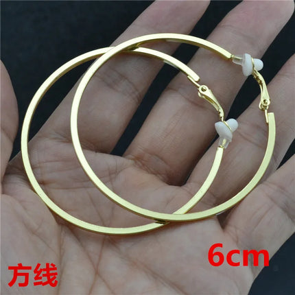 Clip Earrings for Women Without Piercing No Ear Holes Big Small Circle Gold Silver Black Plating Fashion Cute Temperament Girl