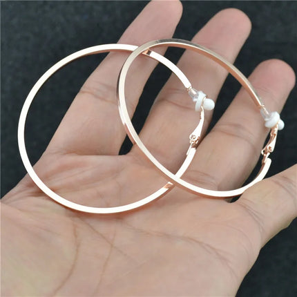 Clip Earrings for Women Without Piercing No Ear Holes Big Small Circle Gold Silver Black Plating Fashion Cute Temperament Girl