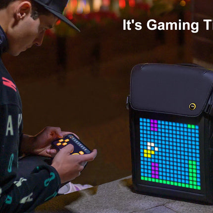 DIVOOM Pixoo M Backpack Men 15 Inch Waterproof School Backpack Laptop Bag Women'Daypack with 16 × 16 RGB LED Screen Travel Black