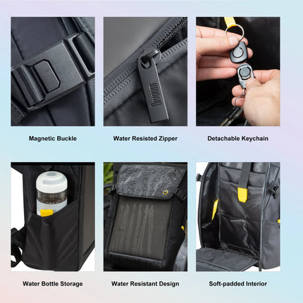 DIVOOM Pixoo M Backpack Men 15 Inch Waterproof School Backpack Laptop Bag Women'Daypack with 16 × 16 RGB LED Screen Travel Black