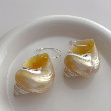 Simple Design Sense Natural Ring Spiral Earrings French Retro Baroque Exaggerated Women's Accessories