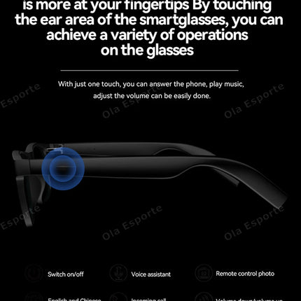 Ola Esporte New Smart Glasses Bluetooth Call Sunglasses Multi-functional Anti-Blue Light Sunglasses Wireless Headset Men Women