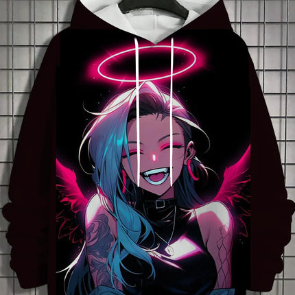Vintage Men's Hoodie 3d Print nymphet Tops  Cartoon Girl Graphics Long Sleeve Hoodie Fashion Men's Top Oversized Streetwear Tees