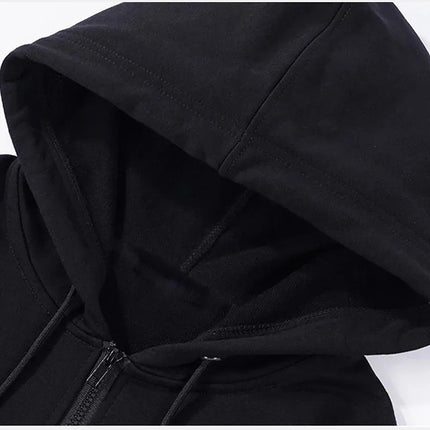 Autumn Trendy Men's Hoodie Solid Color Zip Up Loose Jacket Coats Casual Long Sleeve Hooded Sweatshirt Outdoor  Male Clorhes