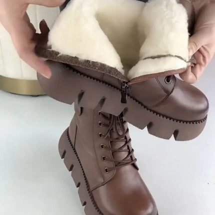 Snow Boots Womens Shoes 2025 New Boots Warm Wool Platform Shoes Thickened Cotton Shoes Cold Winter Round Toe Platform Boots