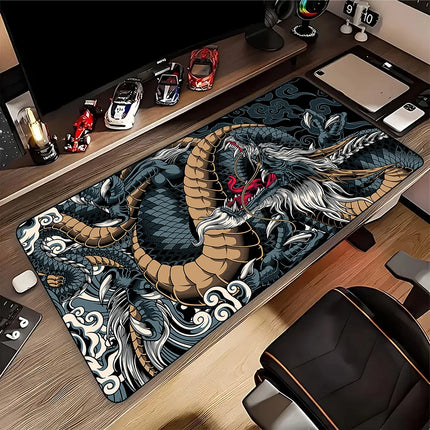 Japanese Great Wave Off/Chinese Style Dragon Mouse Pad for Gamer Setup Gaming Mousepad Rubber Keyboard Pads Pc Desk Mat 50x100cm