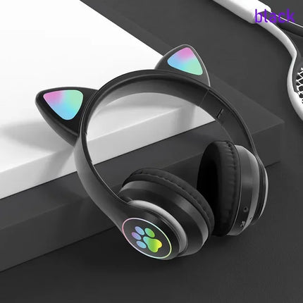 ST-28 Wireless Headphones Cat Ears Bluetooth Earphones Stereo Music Earbuds Bluetooth 5.0 Sports Gaming Headset with Mic
