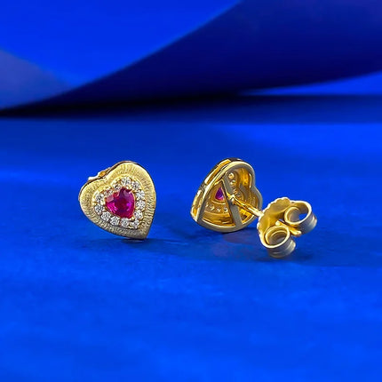 2025 spring/summer new s925 silver gold-plated heart-shaped brushed small earrings, fashionable and versatile