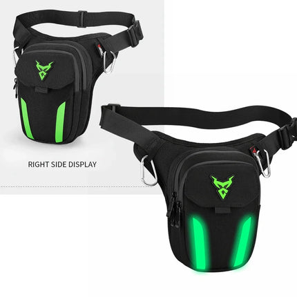 LED Light Drop Leg Bag Motorcycle Waterproof Waist Bag Hip Bum Fanny Pack For Outdoor Riding Cycling Hiking Fishing Climbing