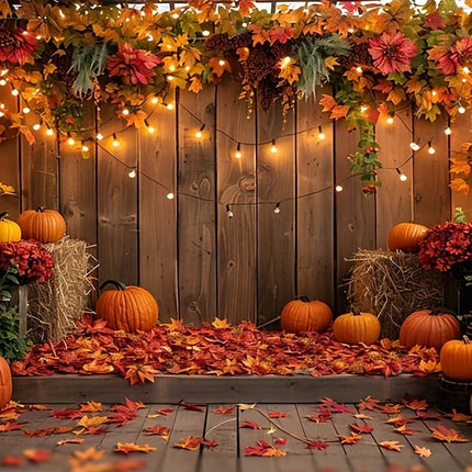 Fall Harvest Backdrop Autumn Barn Pumpkin Thanksgiving Maple Photography Background Festivals Party Baby Shower Decor Banner