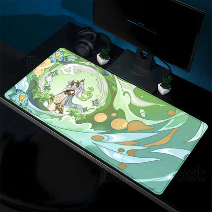 Game Yumemizuki Mizuki Furina Mavuika Raiden Mousepad XXL Large Genshin Impact Mouse Pad Non-slip Keyboard office Anime Desk Mat