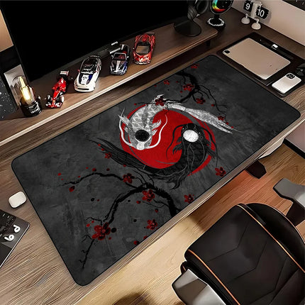 Japanese Great Wave Off/Chinese Style Dragon Mouse Pad for Gamer Setup Gaming Mousepad Rubber Keyboard Pads Pc Desk Mat 50x100cm