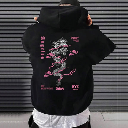 Gothic Men's Hoodie Harajuku Butterfly Print Long Sleeve Pullover Spring Autumn Casual Sweatshirts Streetwear Y2k Clothes Unisex