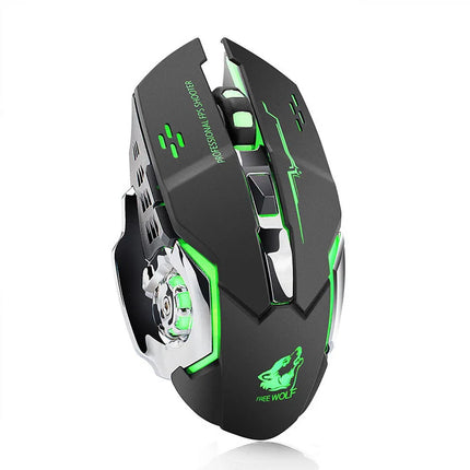 Free Wolf X8 Wireless Game Mouse Mute  Backlit Mechanical Mouse Ergonomic Charging Optical Mouse for PC Laptop Desktop