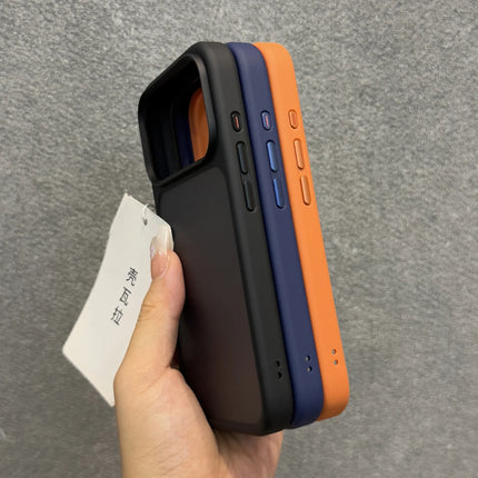 Luxury Orange Shield Matte Transparent Phone Case For iPhone 17 Pro Max 17 Pro 17Air Metal Buttons Skin Feel Shockproof Cover