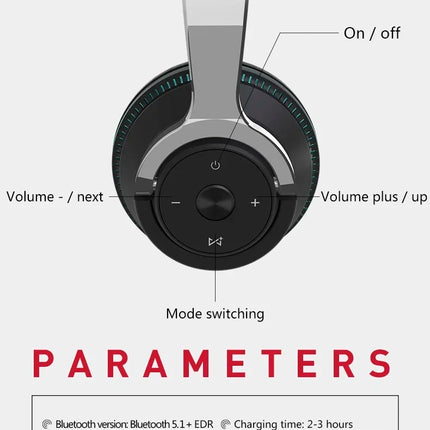 Wireless Bluetooth Headphones Hi-Res Audio Over The Earphone Bluetooth 5.3 Wired Dual-mode Headset with Microphone AUX Cable