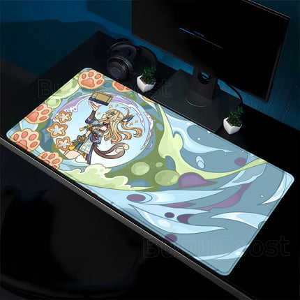 Game Yumemizuki Mizuki Furina Mavuika Raiden Mousepad XXL Large Genshin Impact Mouse Pad Non-slip Keyboard office Anime Desk Mat