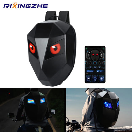 Led Riding Backpack Motorcycle LED Eyes Display Helmet Backpack Waterproof Hard Shell Personality Cycling Bag For Men Women