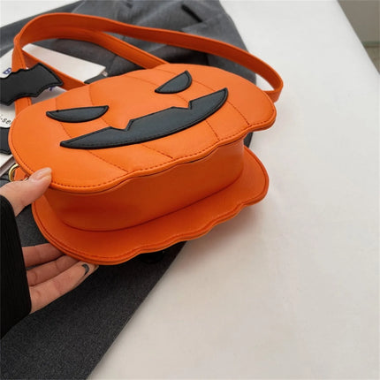 Halloween Pumpkin Shoulder Bag Women Novelty Purse PU Leather Female Daily handbag Halloween Creative Candy Bags for Kids