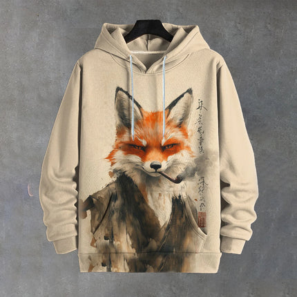 Men's Sweatshirt Casual Long Sleeve Hooded Pullover Animal Print Top Autumn Fashion Oversized Vintage Men's Hoodie Streetwear