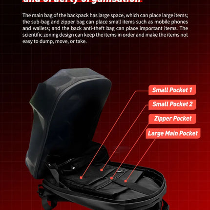 LED Backpack Large Capacity LOY DIY Programmable X Shape LED Screen Cycling Bag Motorcycle Bicycle Helmet Storage Bag Hard Shell