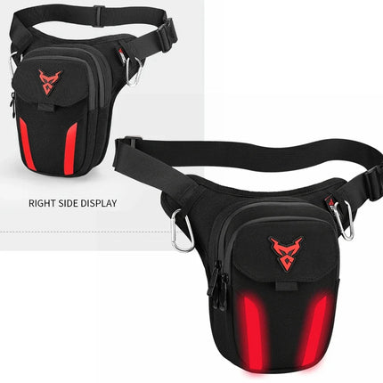 LED Light Drop Leg Bag Motorcycle Waterproof Waist Bag Hip Bum Fanny Pack For Outdoor Riding Cycling Hiking Fishing Climbing