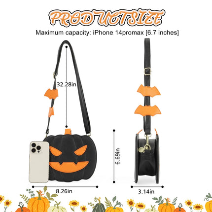 Halloween Pumpkin Shoulder Bag Women Novelty Purse PU Leather Female Daily handbag Halloween Creative Candy Bags for Kids