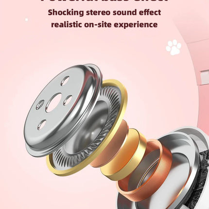 ST-28 Wireless Headphones Cat Ears Bluetooth Earphones Stereo Music Earbuds Bluetooth 5.0 Sports Gaming Headset with Mic
