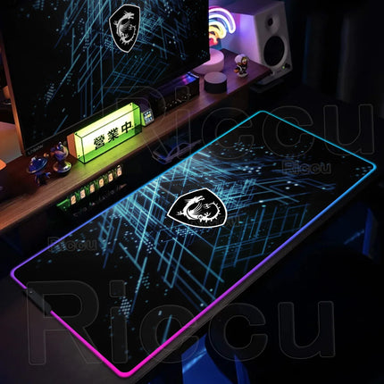 RGB MSI Pc Gaming Keyboard Expansion Mouse Pad LED Glowing Mat Anti-slip Rubber Backlight Esports Game Laptop Home Office Setup