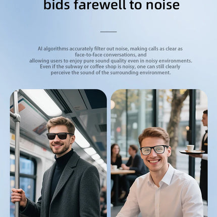 New AI Translation Smart Glasses Bluetooth Call Headphones UV Protective Lenses Connected Bezel Outdoor Sports Sunglasses