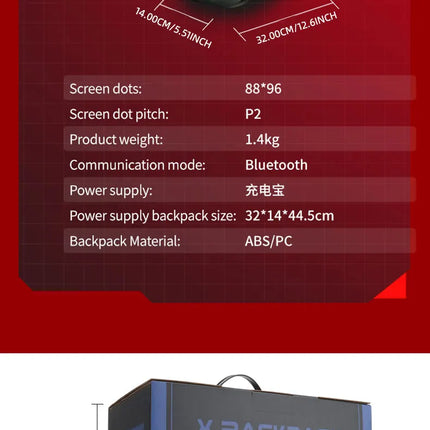 LED Backpack Large Capacity LOY DIY Programmable X Shape LED Screen Cycling Bag Motorcycle Bicycle Helmet Storage Bag Hard Shell