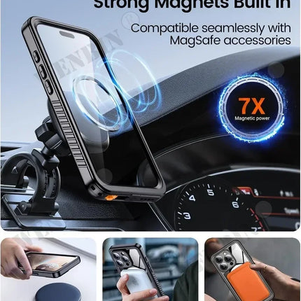IP68 Waterproof Case For iPhone 17 16 15 Pro Max Plus Full Body Protective Cover Swim Underwater Diving Magsafe Magnetic Fundas