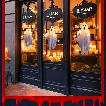 LED Glow Ghost Party Halloween Decoration for Home Indoor Outdoor Haunted House Bar Hanging Horror Props with Lights
