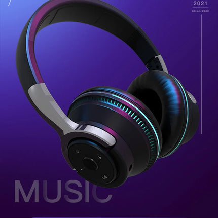 Super Bass Gaming Headsets RGB Lights Effect Wireless Bluetooth Headphones HIFI Sound Noise Reduction Gamer Earphones in HD Mic