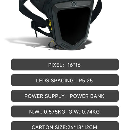LED Eye Motorcycle Riding Unisex Leg Bag APP Intelligent Graphic Shoulder Bag DIY Hard Shell Waterproof Travel Hiking Pocket