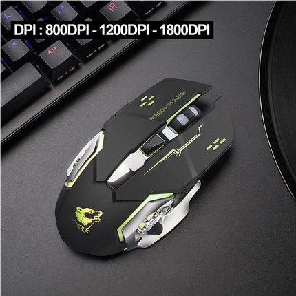 Free Wolf X8 Wireless Game Mouse Mute  Backlit Mechanical Mouse Ergonomic Charging Optical Mouse for PC Laptop Desktop