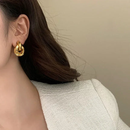 Round Stud Earrings for Women Trendy Fine Jewelry Minimalist Exaggerated  Accessories
