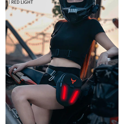 LED Red Light Motorcycle Leg Bag Thigh Belt Hip Bum Waterproof Ride Cycling Biker Waist Bag Fanny Pack Moto Travel Hiking Pocket