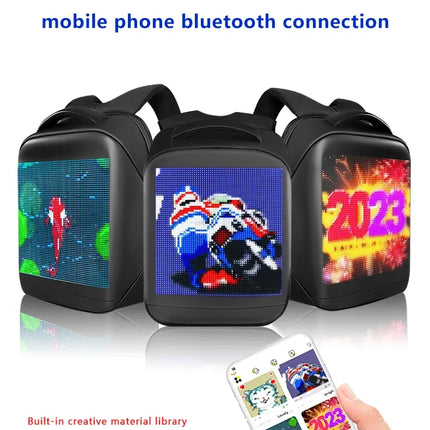 Motorcycle Bags Smart Led Pixel APP Display Screen Intelligent Advertising Business bag Waterproof Moto Riding Creative Backpack