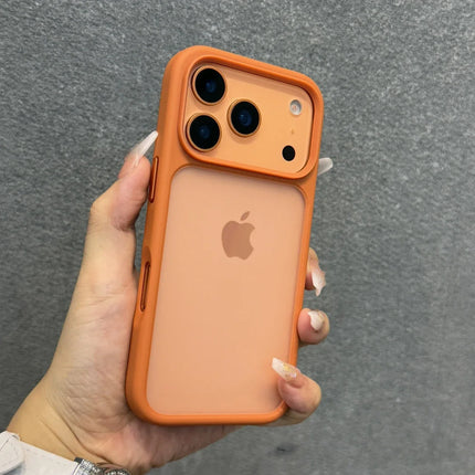 Luxury Orange Shield Matte Transparent Phone Case For iPhone 17 Pro Max 17 Pro 17Air Metal Buttons Skin Feel Shockproof Cover