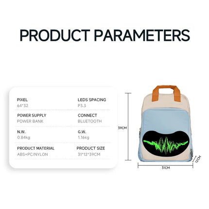 LED Display backpack woman multimedia backpack Travel Bags DIY Smart backpack School Bags fashion backpacks Waterproof Gift