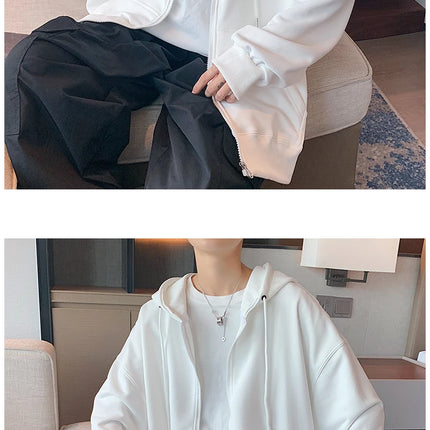 US Size Zip Up Hoodies Autumn Hooded Sweatshirts Men's Hoodie Cardigan Solid Color Classic Jacket Men Coat Men Clothing