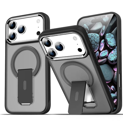 Luxury For Magsafe Phone Case For iPhone 17 Magnetic Wireless Charge Folding Stand Holder Matte Cover Cases