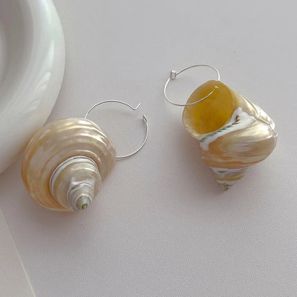 Simple Design Sense Natural Ring Spiral Earrings French Retro Baroque Exaggerated Women's Accessories