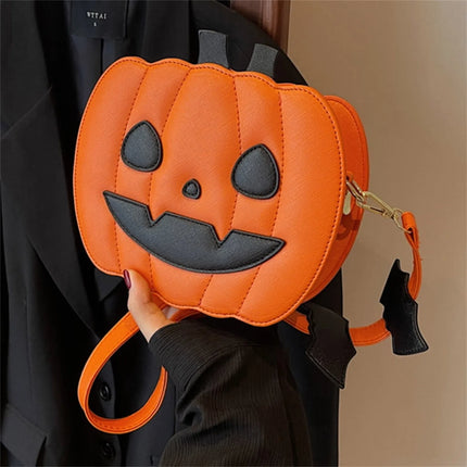 Halloween Pumpkin Shoulder Bag Women Novelty Purse PU Leather Female Daily handbag Halloween Creative Candy Bags for Kids