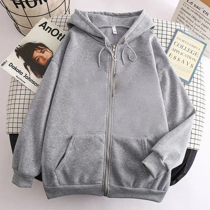 Autumn Trendy Men's Hoodie Solid Color Zip Up Loose Jacket Coats Casual Long Sleeve Hooded Sweatshirt Outdoor  Male Clorhes