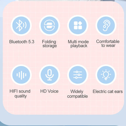 RGB Cat Ear Bluetooth Headphones For Girls Gradient Wireless Headphones With Microphone Stereo Music Game Earphones Kids Gifts
