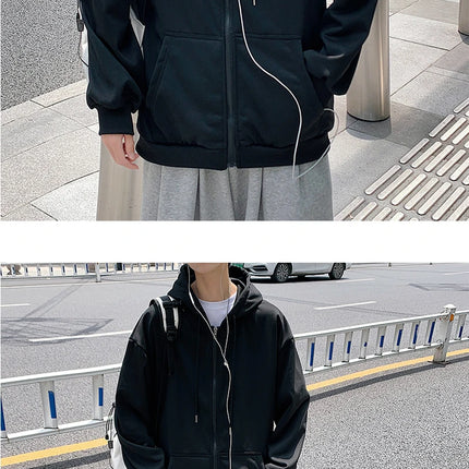 US Size Zip Up Hoodies Autumn Hooded Sweatshirts Men's Hoodie Cardigan Solid Color Classic Jacket Men Coat Men Clothing